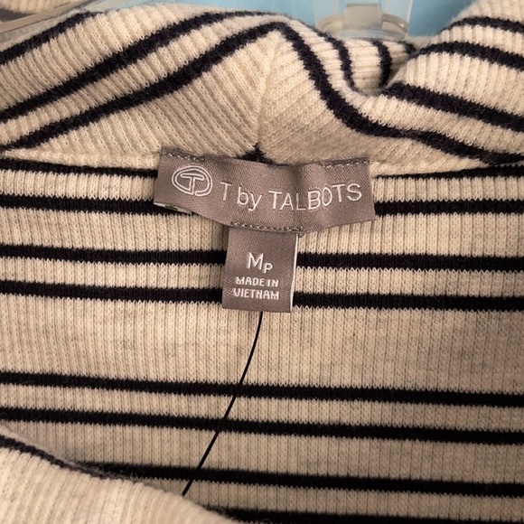 new Talbots Black Beige Stripes Cowl Neck Top US MP - Picture 4 of 6
